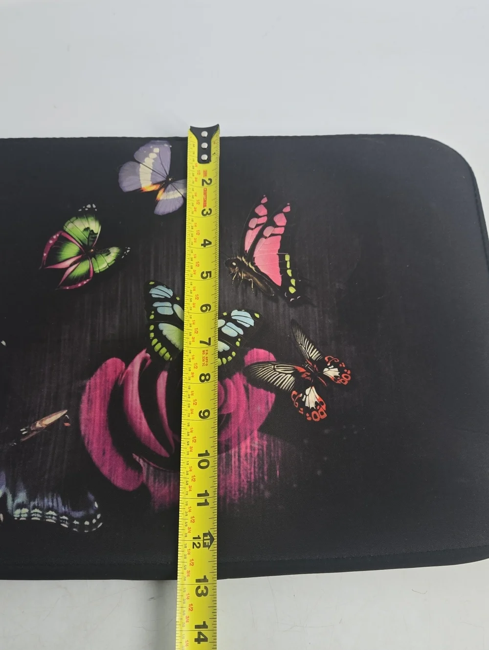 Black Butterfly Laptop Sleeve with Colorful Rose Print
